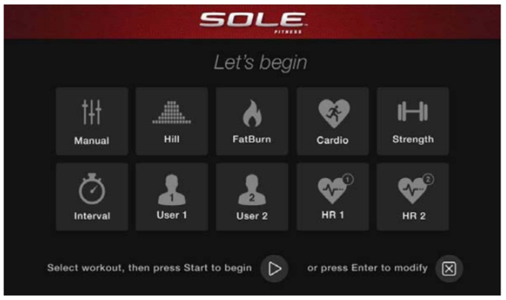 sole e95 elliptical main workout home page 3